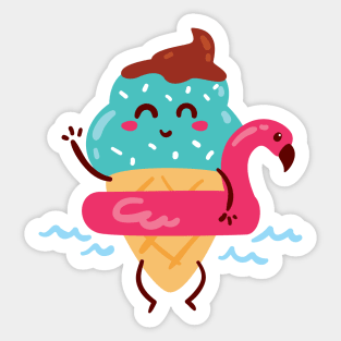 Summer Cute Kawaii Design Ice-cream Sticker